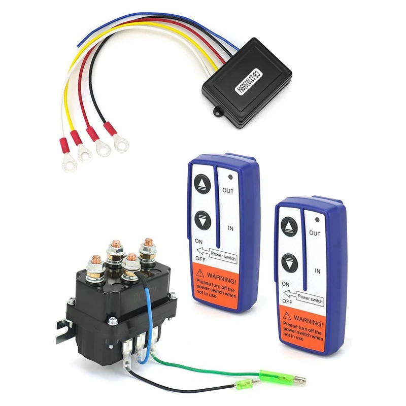 

Wireless Remote Control Winch Kit Waterproof, As Shown Solenoid Relay Contactor+ 2Pcs Wireless Winch Remote Control