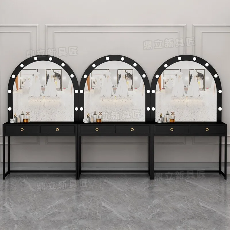Black studio dressing table with lamp special makeup wedding shop makeup artist makeup dresser
