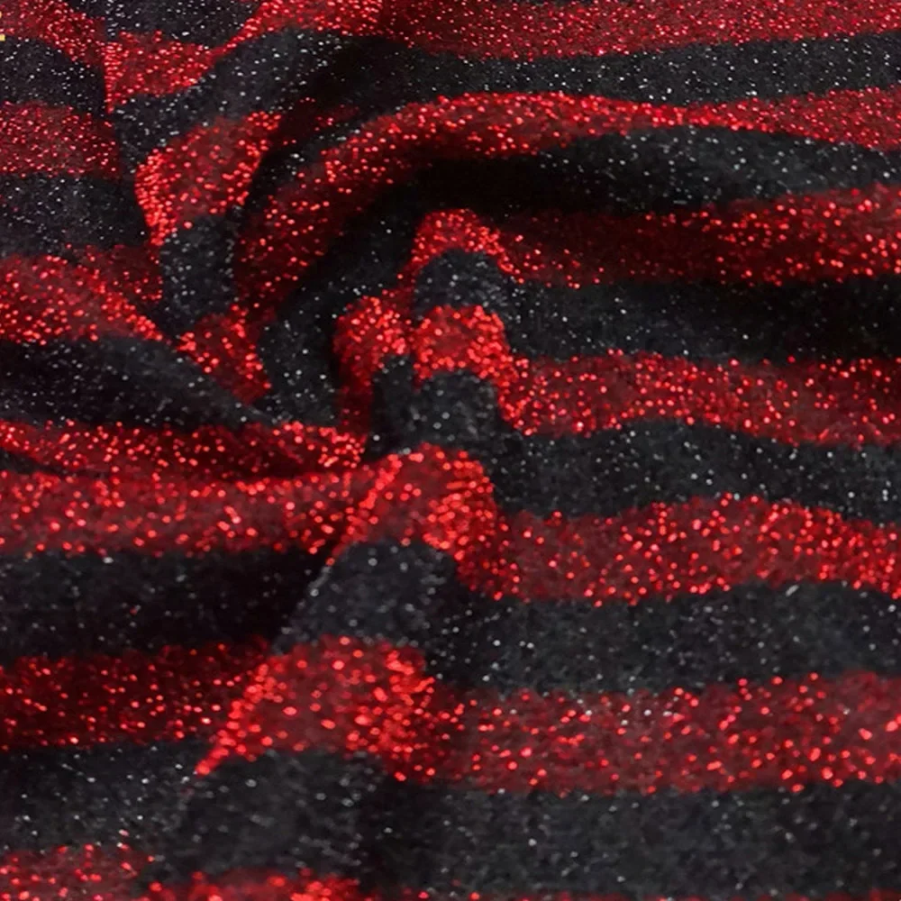 Decoration Shimmer Fabric Shiny Stripe Small Stretchy Craft Packing Shirt DIY Material