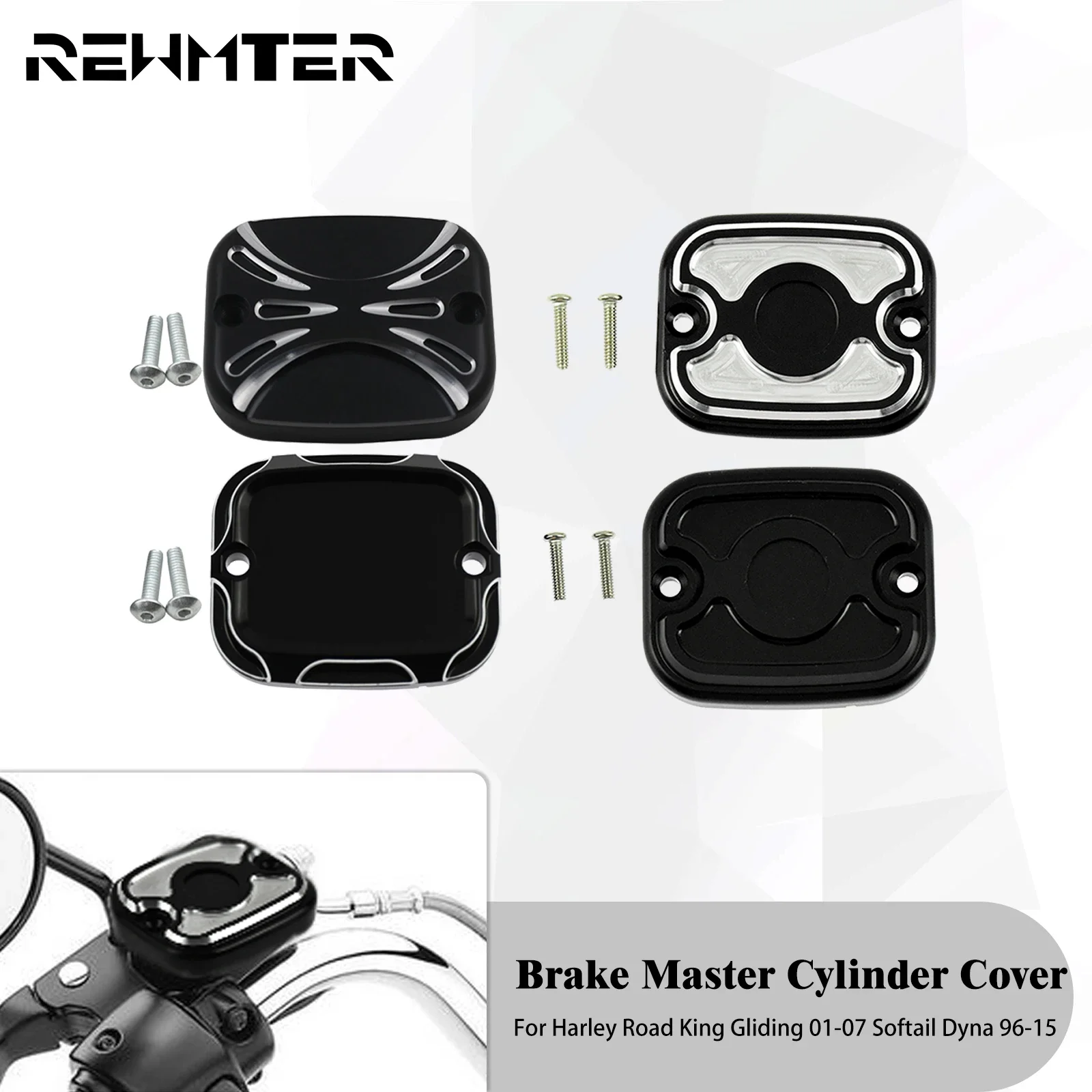 

Motorcycle CNC Front Brake Reservoir Master Cylinder Cover Aluminum Black For Harley Road King Glide 01-07 Softail Dyna 96-15