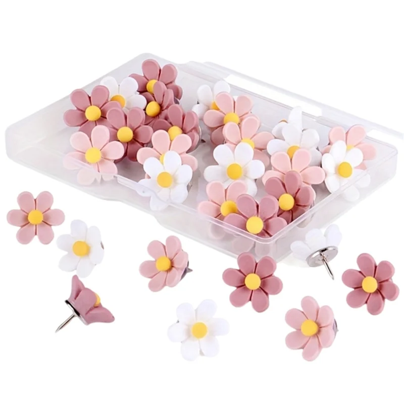 

A25F-Flower Push Pin Cork Notice Board Thumb Tacks Drawing Pin Chart Pins For Office Notice Bulletin Board