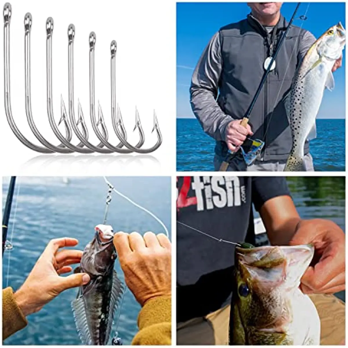 100Pcs Long Shank Fishing Hooks Stainless Steel Big game fishhooks Size 1/0 2/0 3/0 4/0 5/0 6/0 7/0 8/0 9/0 10/0