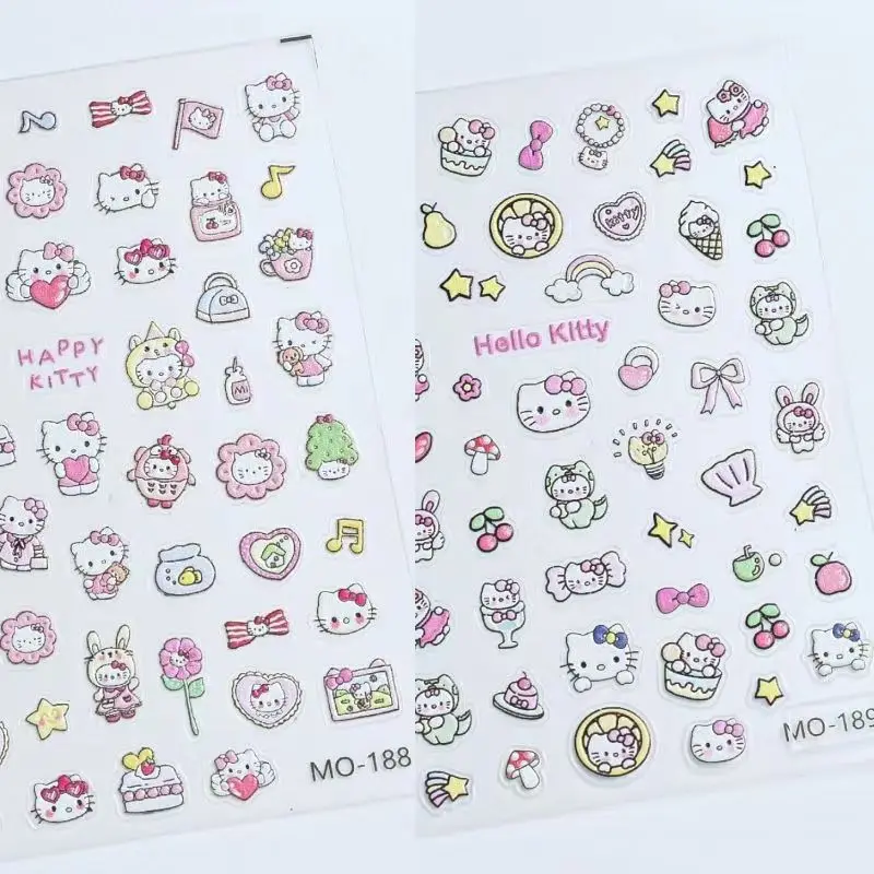 1 sayfalık sevimli hellokitty kedi tırnak sticker kabartmalı üç boyutlu Hello Kitty kt su bardağı telefon sticker