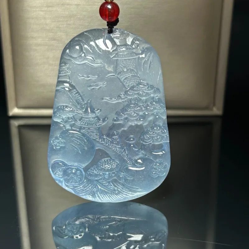 

Natural High Ice Light Blue Landscape Brand, Exquisite Fashion Pendant