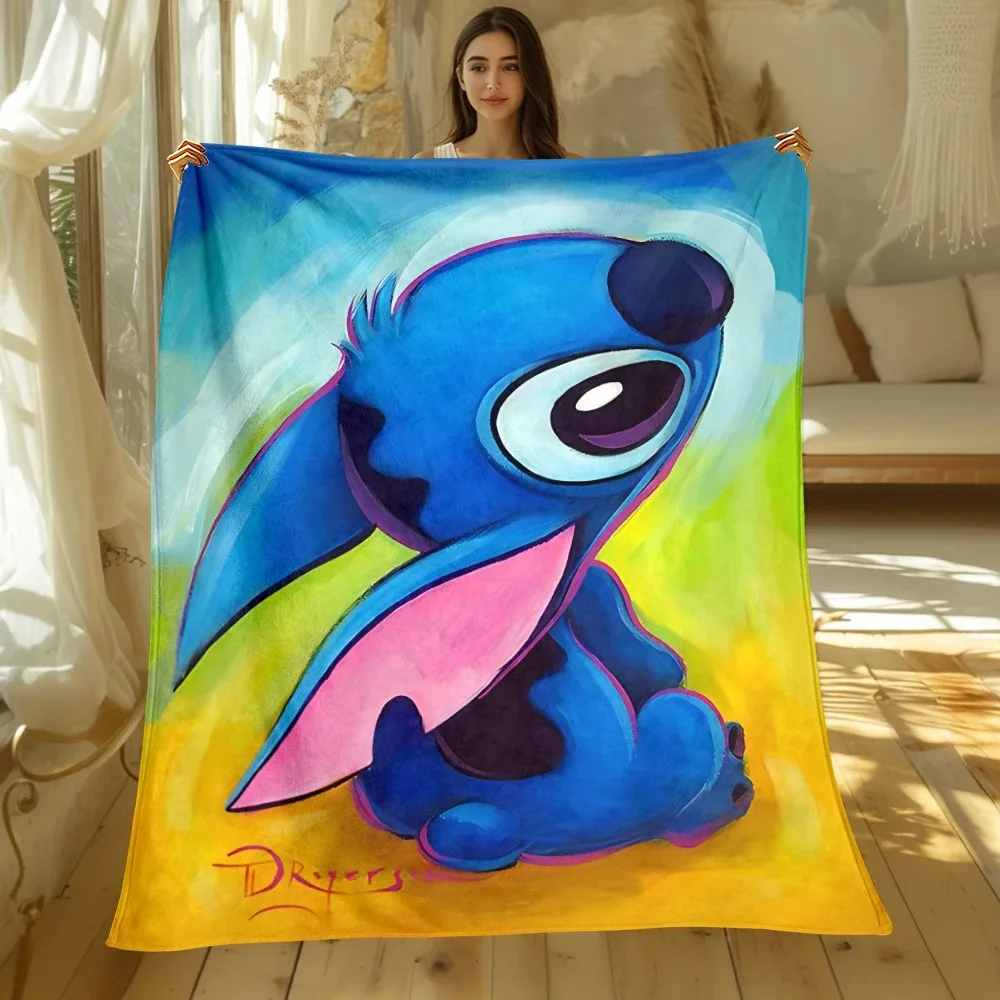 Disney Stitch Cartoon Blanket, Flannel Blanket, Office Travel Camping, Home Sofa Bed Blanket