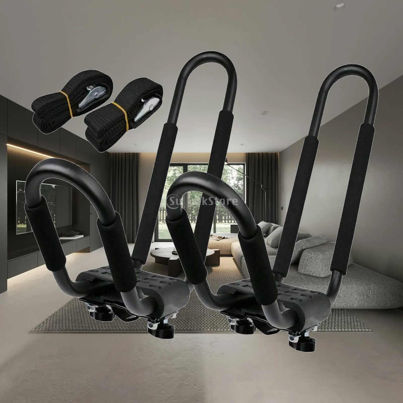 2 Pieces Kayak Roof Rack Black Kayaks Boat Roof Top Mount on Car SUV Truck Paddle Board Kayak Roof Carrier J Bar Carrier Holder