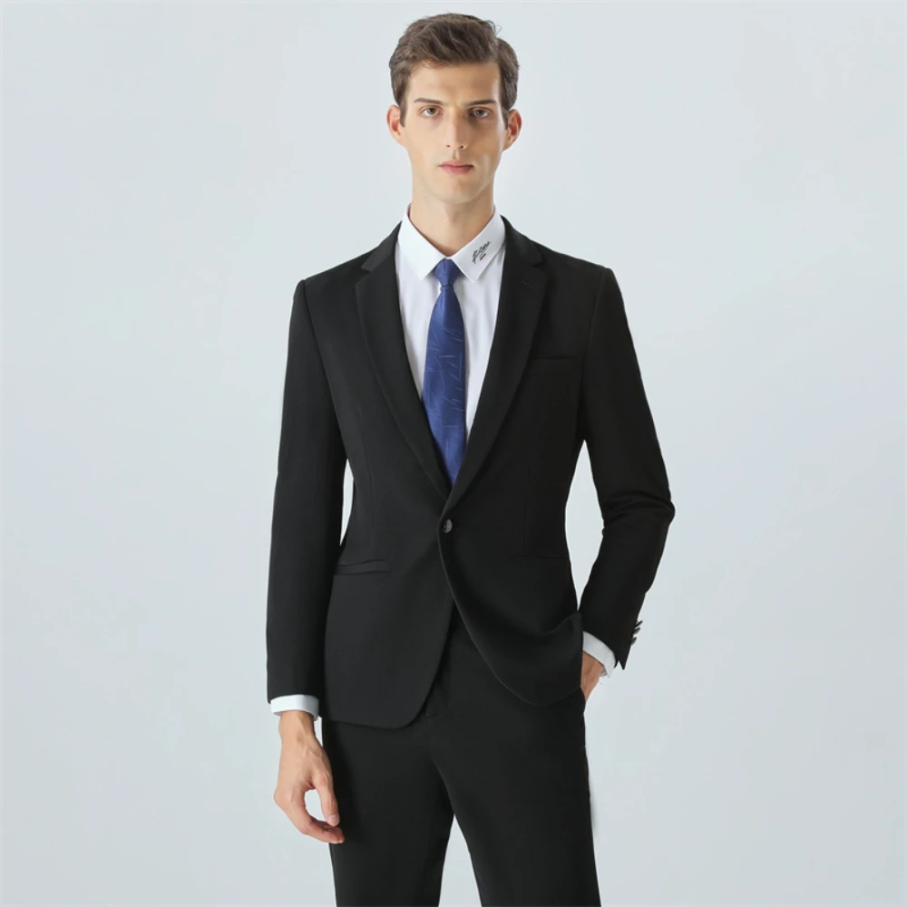 Mature One Button Suit Set For Men Two Pieces Smooth Premium Glamorous Groom Wear Host Wedding Party Tuxedo Four Seasons