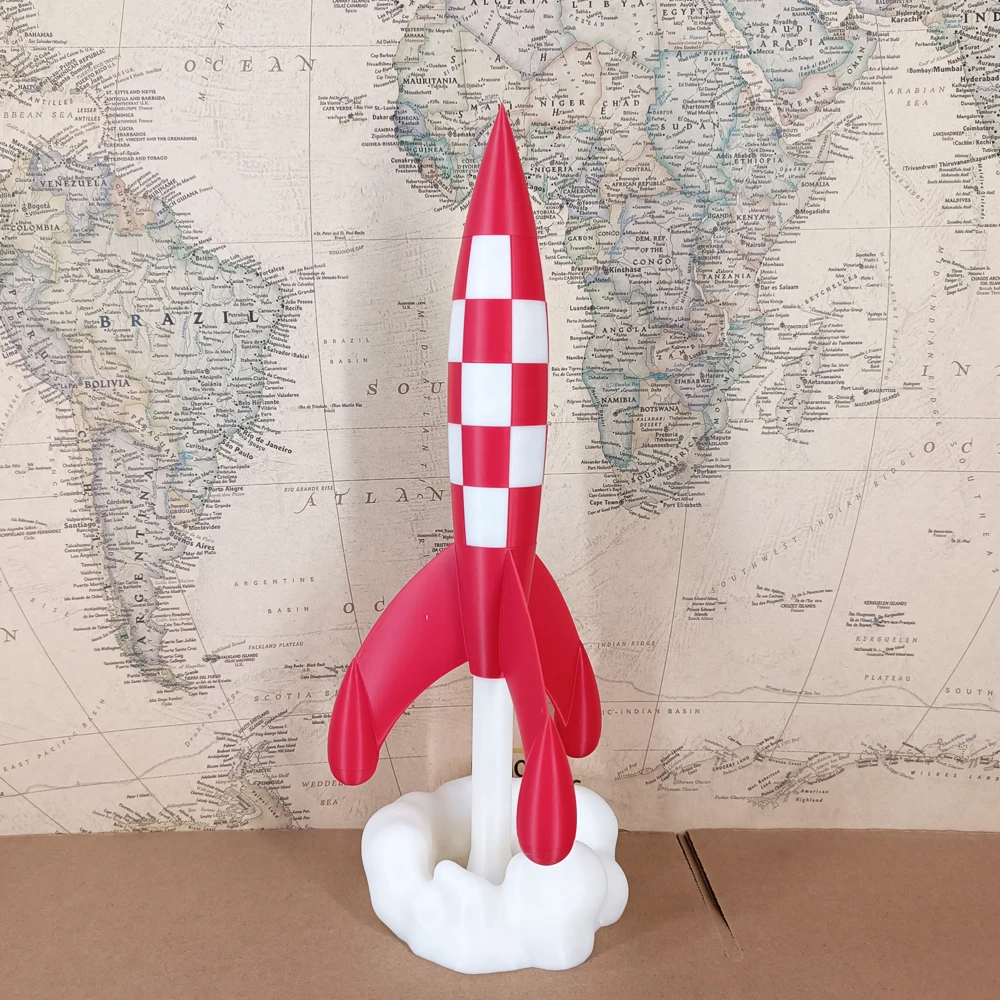 

30CM 3D Print Space Rocket Launching Belgium France Comic Objectif Lune Moon Aventures Herge Classic Decor Figure Model Gift