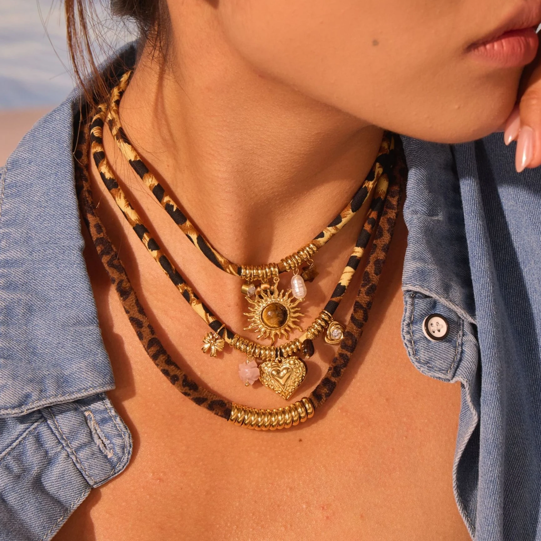 

Осенне-зимнее ожерелье из нержавеющей стали с леопардовым принтом, ювелирные изделия из 18-каратного золота, универсальные персонализированные предметы