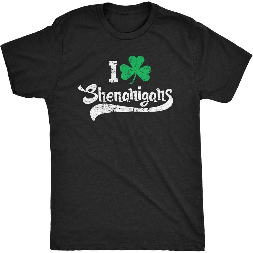 Mens St Patricks Day Shirts Funny Irish I Clover Shenanigans and Hooligan Tees Irish Tshirt for The Parade