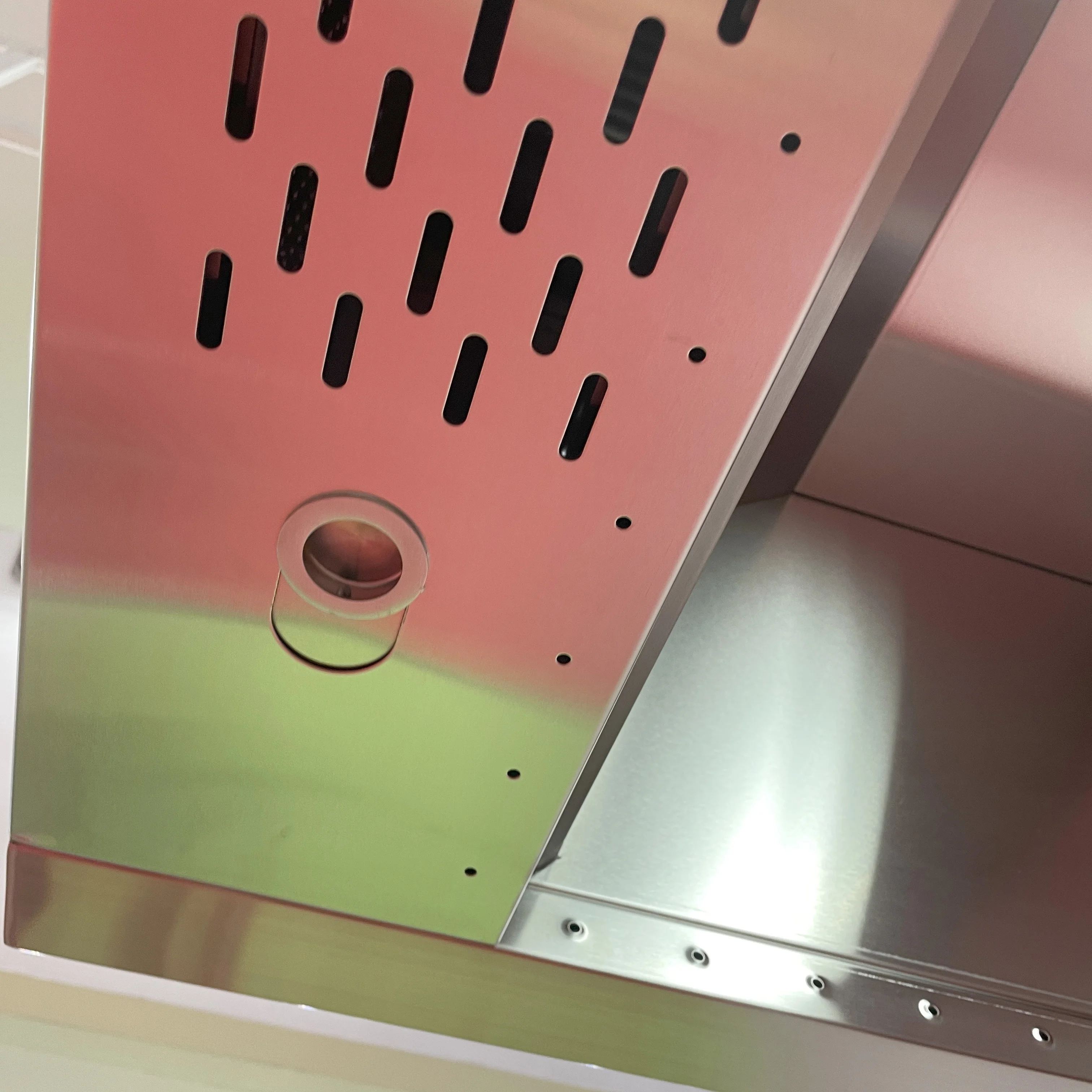 شفاط عادم تجاري من الفولاذ المقاوم للصدأ مع ضوء مع غطاء مستخرج لنظام الهواء النقي على طراز جزيرة