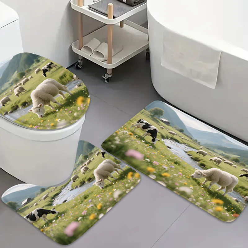 

3 шт./компл. простых водопоглощающих и нескользящих ковриков для ванной комнаты чистого цвета с каменными узорами, удобных и мягких,