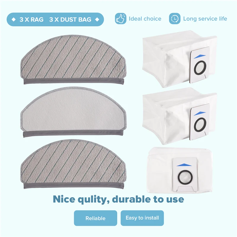 A94E-1Set فرشاة جانبية رئيسية فلتر Hepa ممسحة خرقة كيس لجميع الغبار استبدال عدة ل Ecovacs X1 Plus