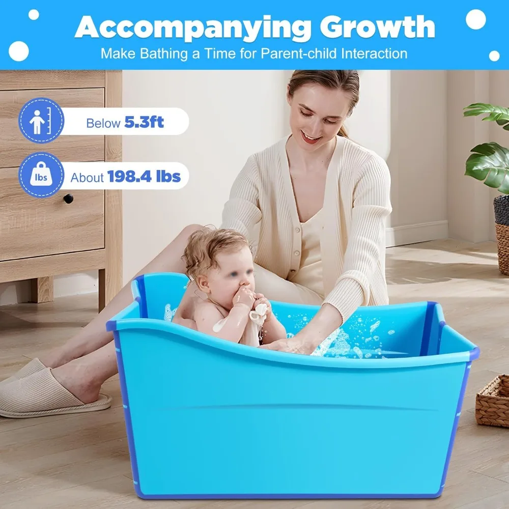 

Portable Folding Bathtub,Adult Spa Soaking Bath Bucket Foldable Water Tub Blue,For Hot Bath Ice Bath Spa