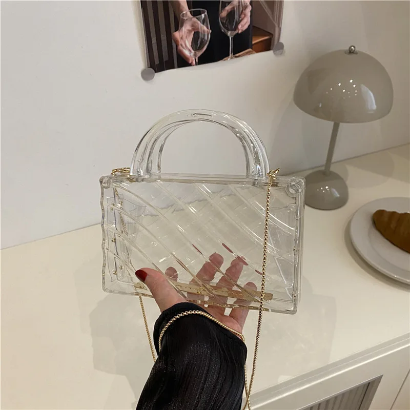 

Acrylic Transparent Jelly Bag 2025 Mori Style Soft Girl Fashion Ice Crack Personality Handheld Crossbody Box Bag