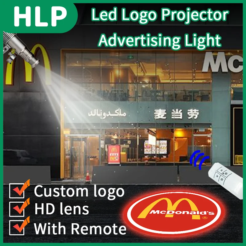 

Advertising Light 35W 50W 80W 100W Rotating HD Customized Images Projection Lamp Led Logo Gobo Projector For Store Shop Wedding