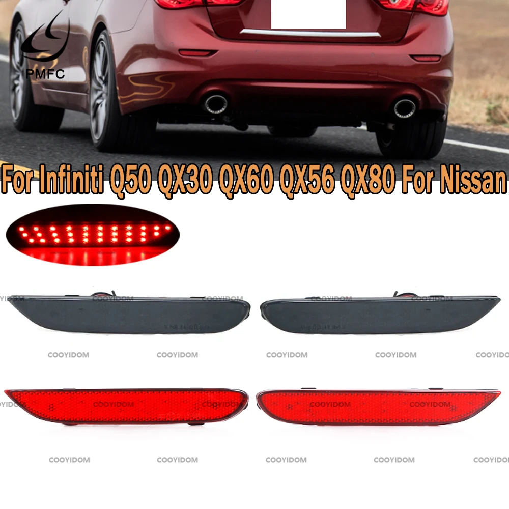 

Rear Bumper Reflector Brake Lights Sequential Turn Signal LED Lights For Infiniti Q50 QX56 QX80 QX30 For Nissan Pathfinder Rogue