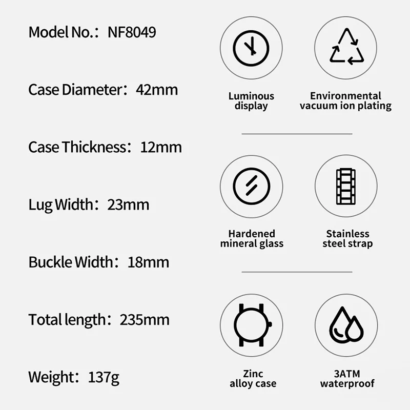 NAVIFORCE Fashion Watch For Men High Quality Luxury Stainless Steel Waterproof Classic Quartz Wristwatches Male Big Face Clock