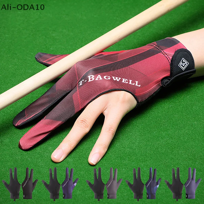 

ODA10-1Pc Left Hand Billiards Glove Three Finger Snooker Billiard Glove Non Slip Stickers Elasticity Billiard Training Gloves