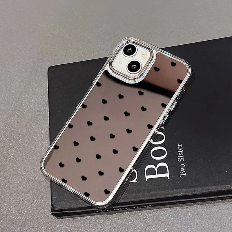 Blue Silver Plated Mirror English Transparent Frame Case For iPhone 17 iPhone 13 15 11 16 12 13 14 Pro Max Drop Protection Cover