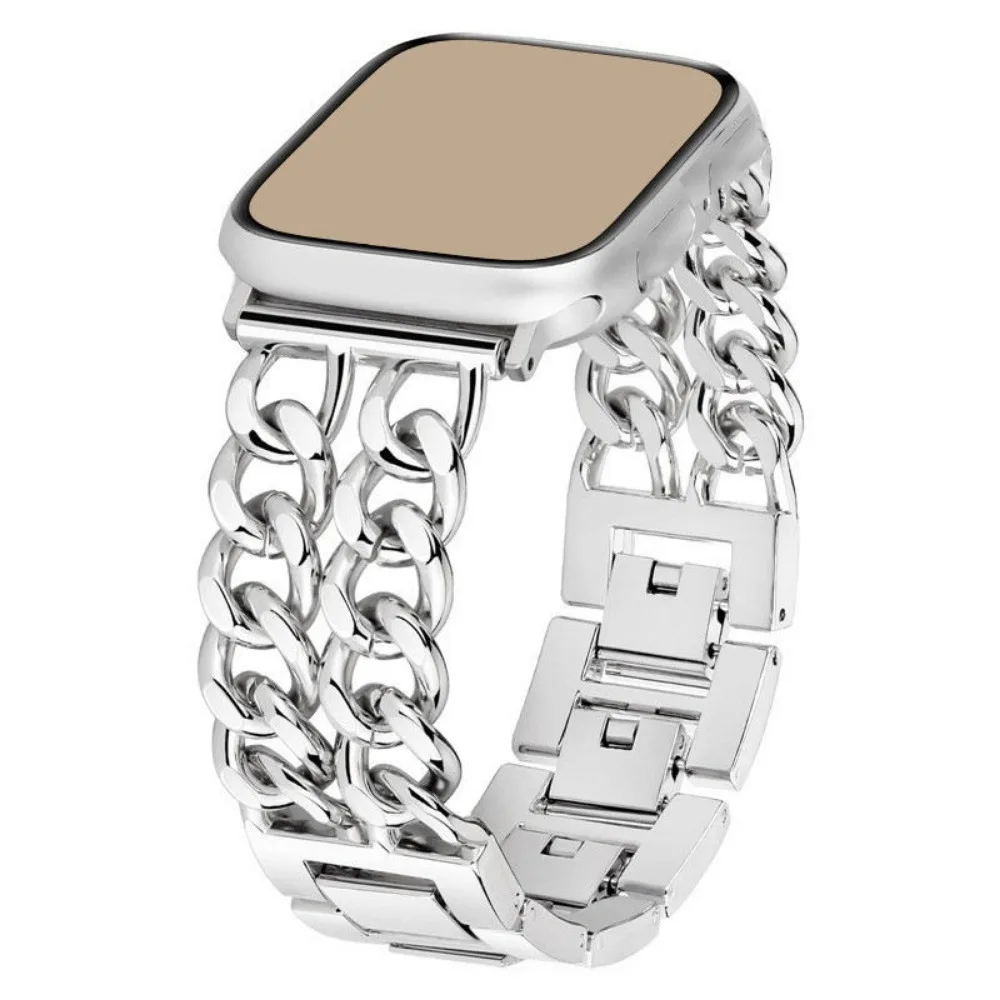 Correa de doble cadena para Apple Watch de 38-49 mm, compatible con iWatch Series 1-11/SE/Ultra, correa de eslabones metálicos (sin incluir el reloj)