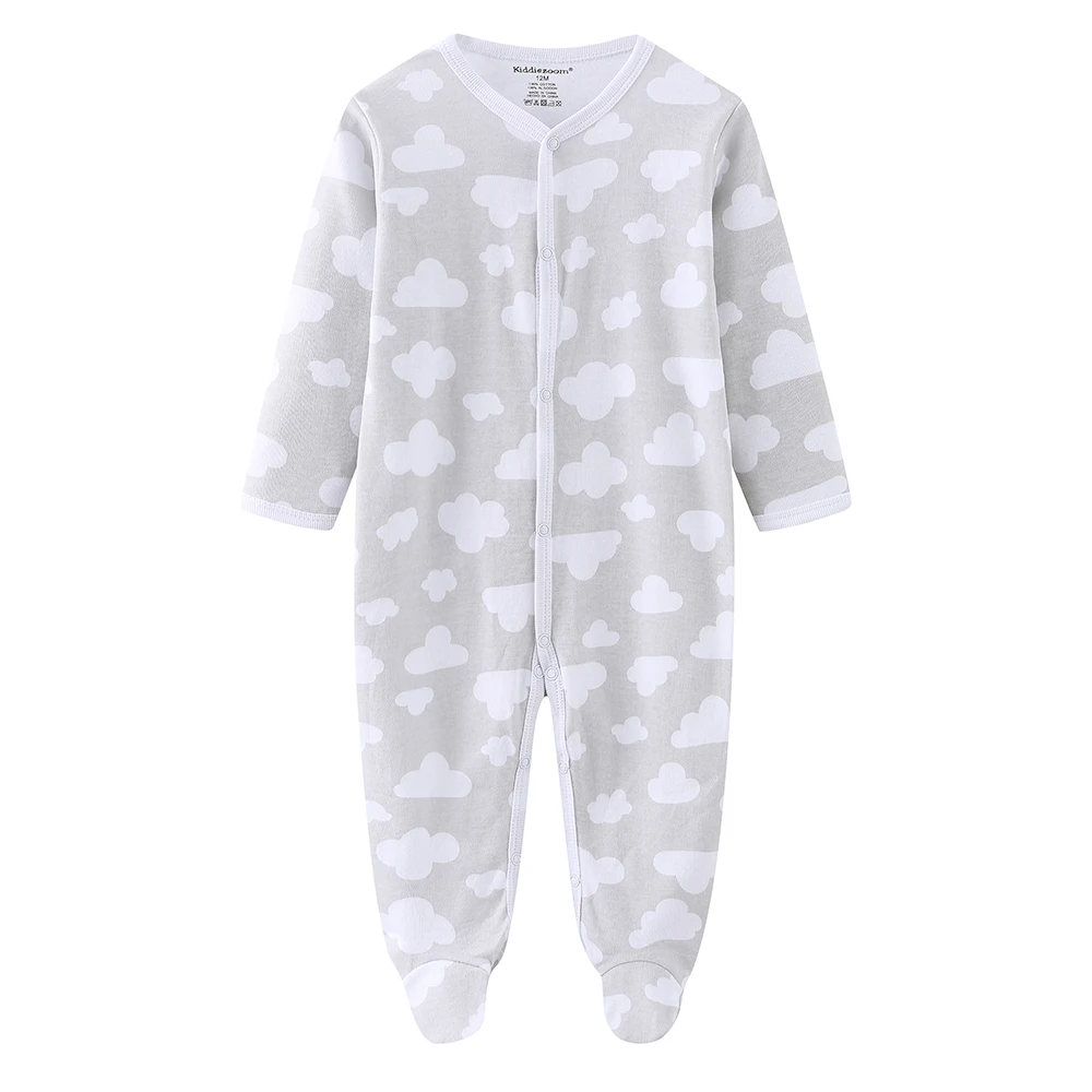 Kiddiezoom Fashion White Cloud Print Long Sleeve Causal Baby Boy Girl Rompers Soft 100%Cotton Infant Jumpsuits Newborn clothes