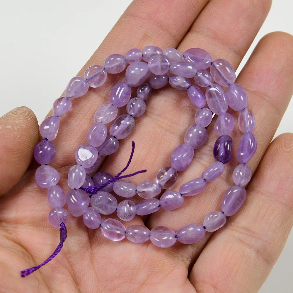 

APDGG 5 Strands 6x8mm Natural Light Purple Amethyst Smooth Nugget Freeform Oval Loose Beads 15.5" Strand Jewelry Making DIY