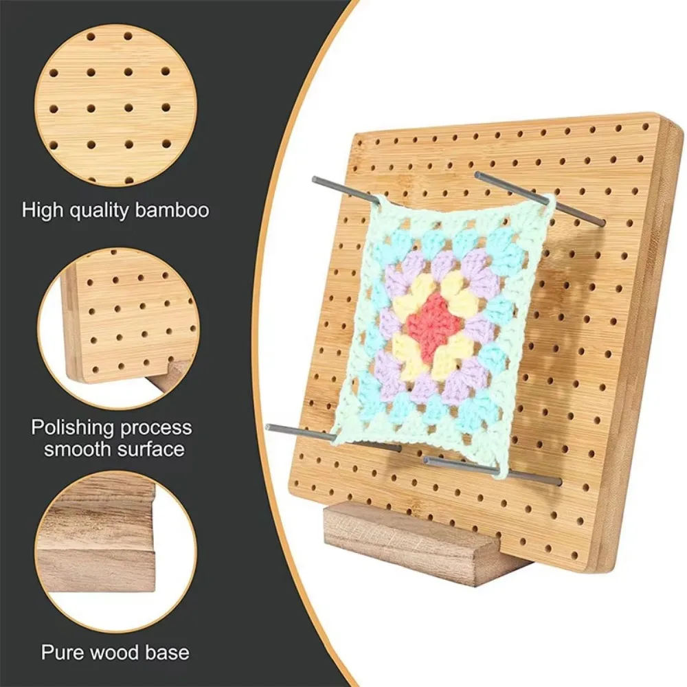 Wooden Crochet Block Plate Reusable Handcrafted Crochet Knitting Board Bamboo Grid Crochet Weaving Knitting Blocking Mat - view 2