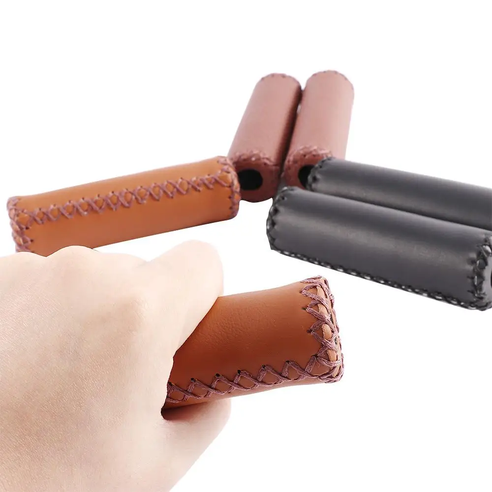 1Pair 3 Colors Vintage Retro Riding MTB Road Mountain Bike Bicycle Handlebar Grip Artificial Leather Cycling Grip Ends