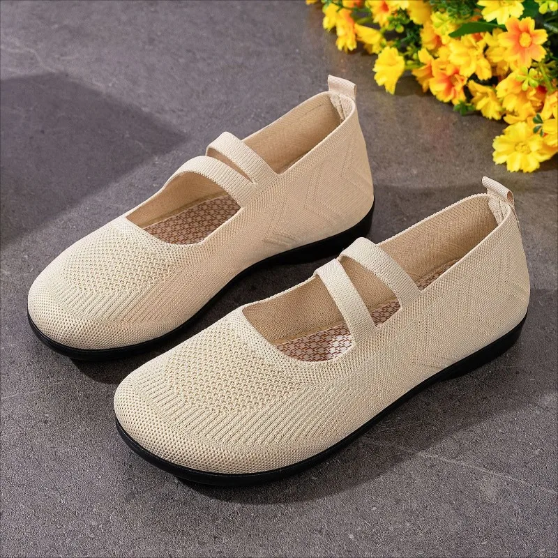 2026 Summer NEW Breathable Knit Women's Sneakers Comfortable Non-Slip Walking Shoes Casual Flats Lightweight Mesh Woman Shoes