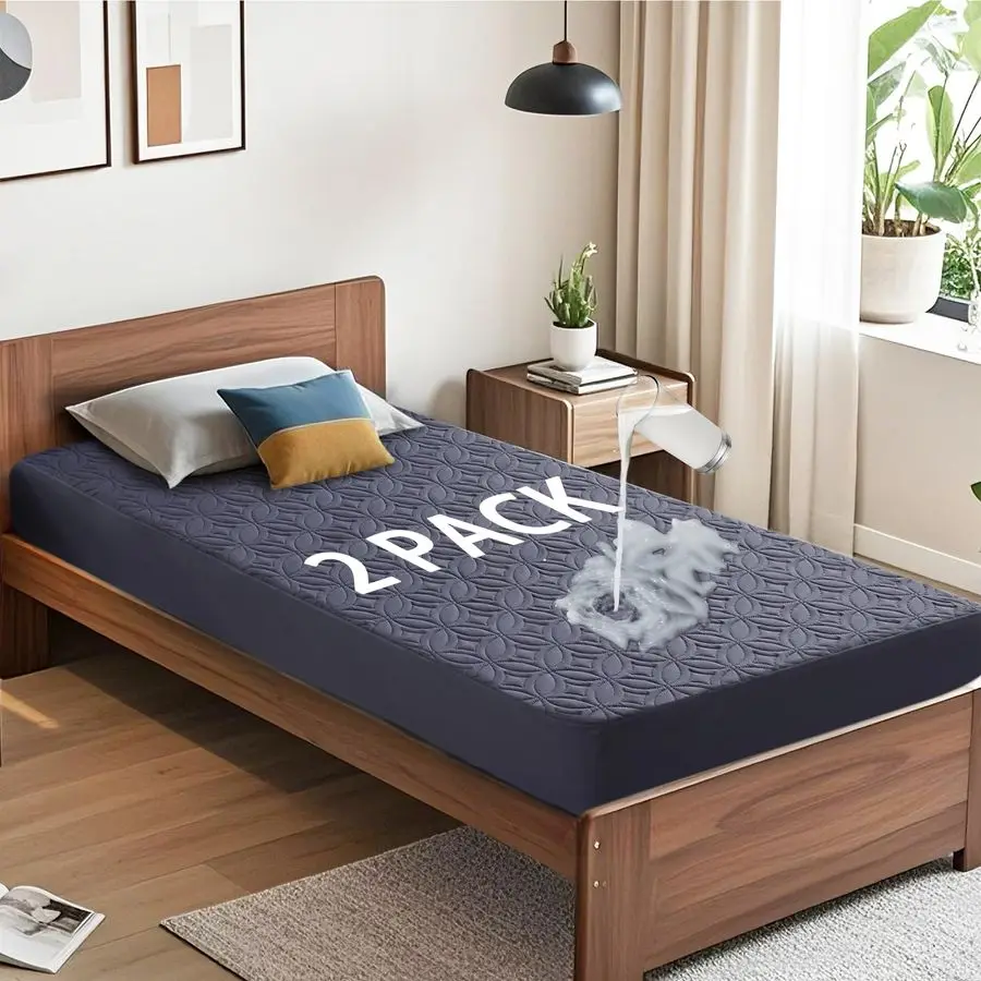 

Водонепроницаемая защита для матраса из 2 упаковок, наматрасник размера Twin XL с глубоким карманом, глубина 615, мягкий дышащий наматрасник для кровати f