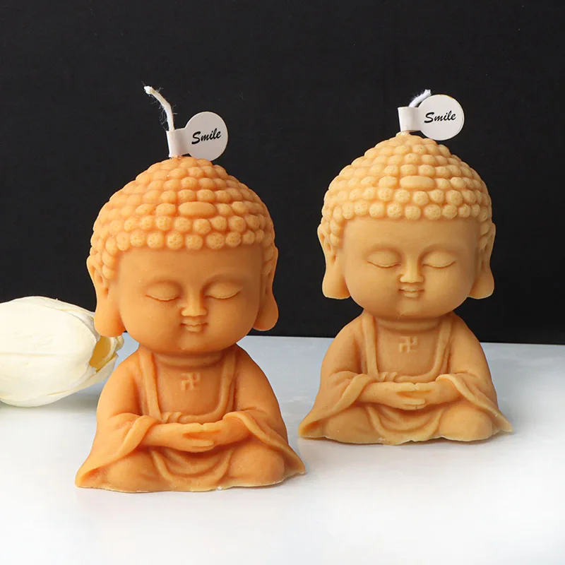 Large Buddha Head Statue Candle Silicone Mold 3D Handmade Abstract Meditation Buddha Gypsum Candle Making Mould Craft Home Decor