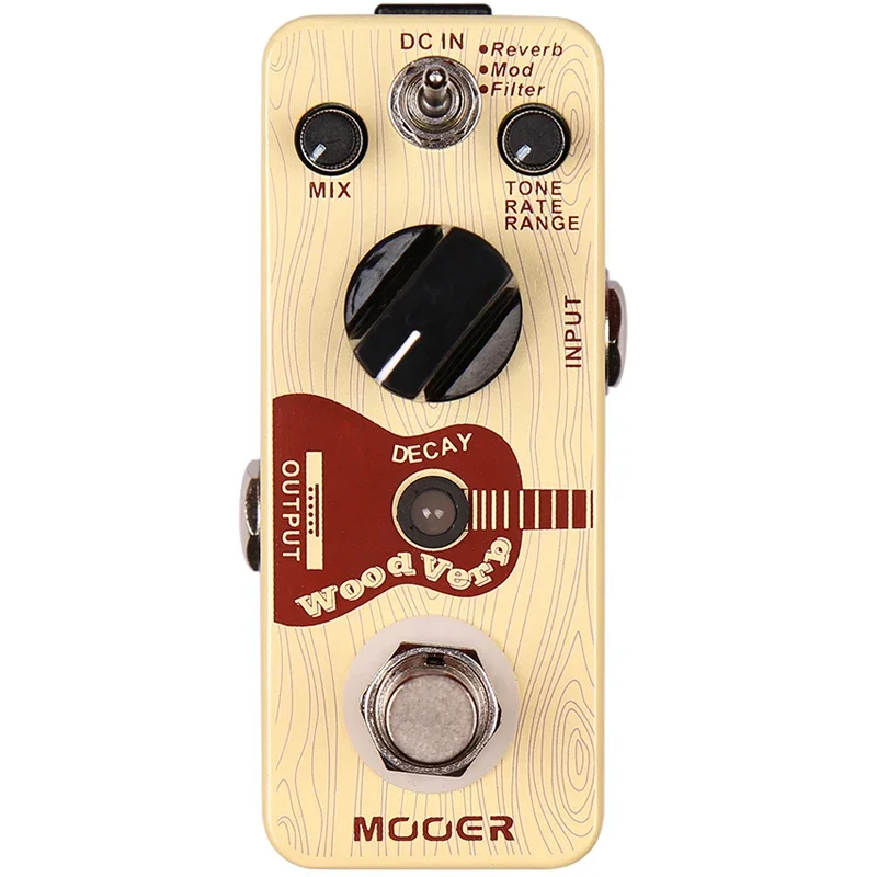 MOOER Guitar Effects Pedal MRV3 (WoodVerb) Single Block Effects Digital Reverb 3 Modes Reverb/Mod/Filter Multifunctional