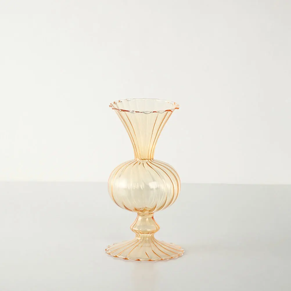 مزهرية زجاجية كلاسيكية على شكل زهرة حاوية نباتات مائية زجاجية عتيقة مزهرية مزخرفة لترتيب زهور سطح المكتب والمكتب المنزلي #2