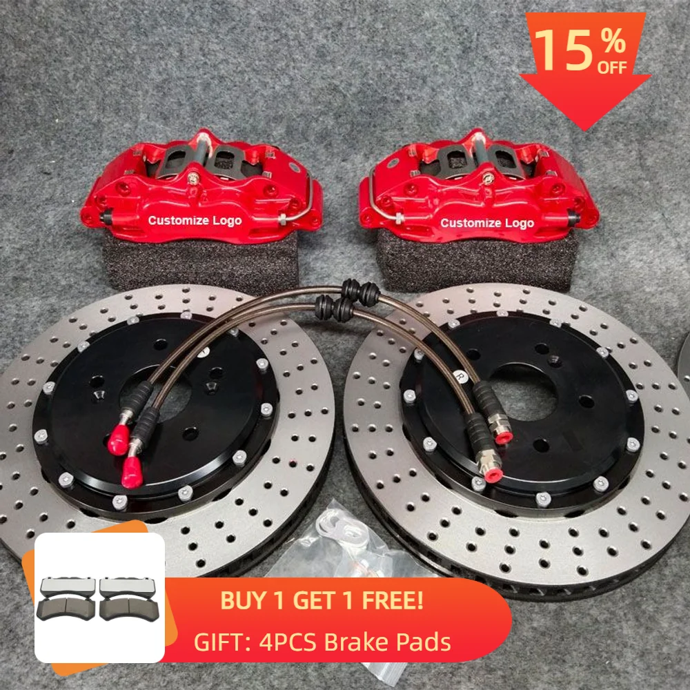 

Auto Upgrade 4 Pot Big Brake Kit Caliper Cover with drilled disc 300*28mm for golf MK6 GTI CC Tiguan