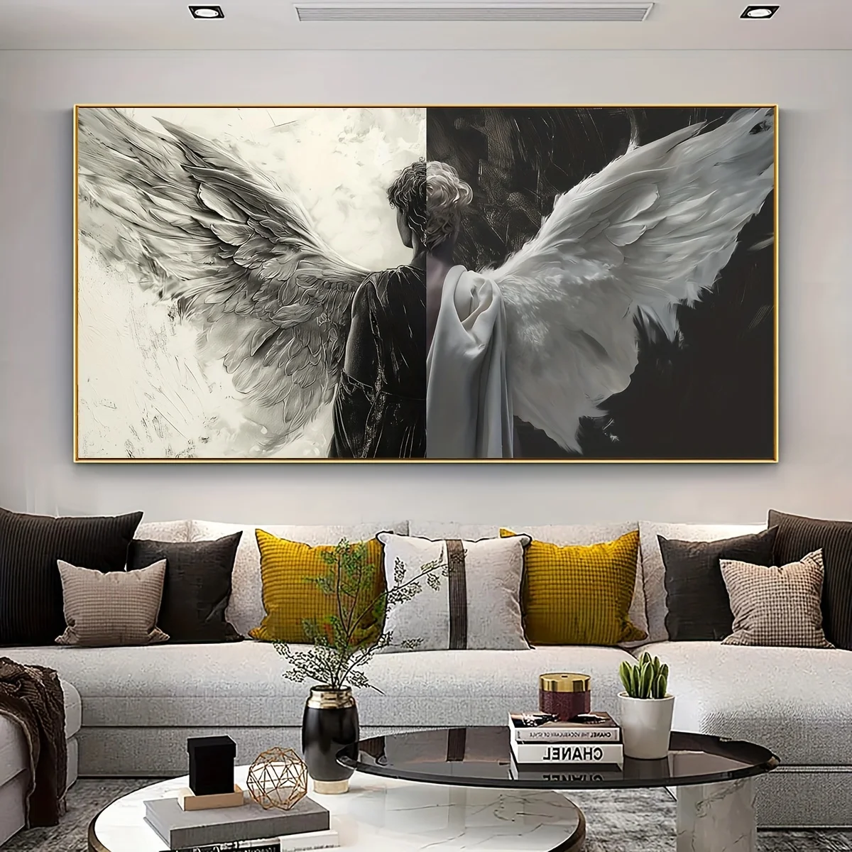 

Classic Ornate Angel Wings Canvas Art Print Horizontal for Home Office, Bathroom, Bedroom Cafe, Home and Dorm Decor