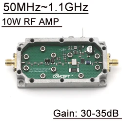 50MHz~1.1GHz 10W RF power amplifier RF Signal AMP Drive Radio Transmitter VHF UHF Walkie Talkie 915M LORA Helium Miner Drone