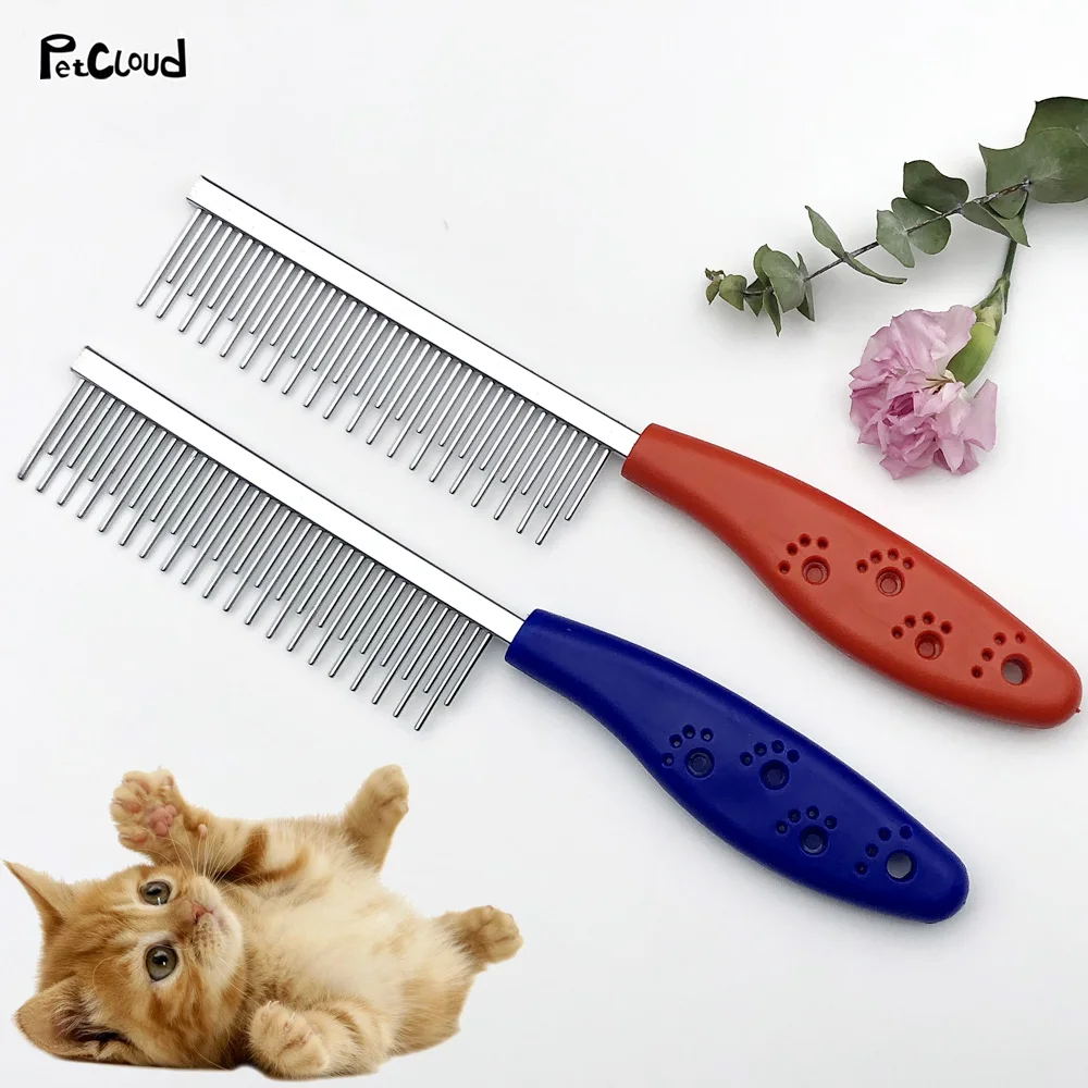 Stainless Steel Pet Hair Remover Brush Cat Grooming Comb Flea Shedding Brush For Cat Dog Cleaning Grooming Tool PetCloud