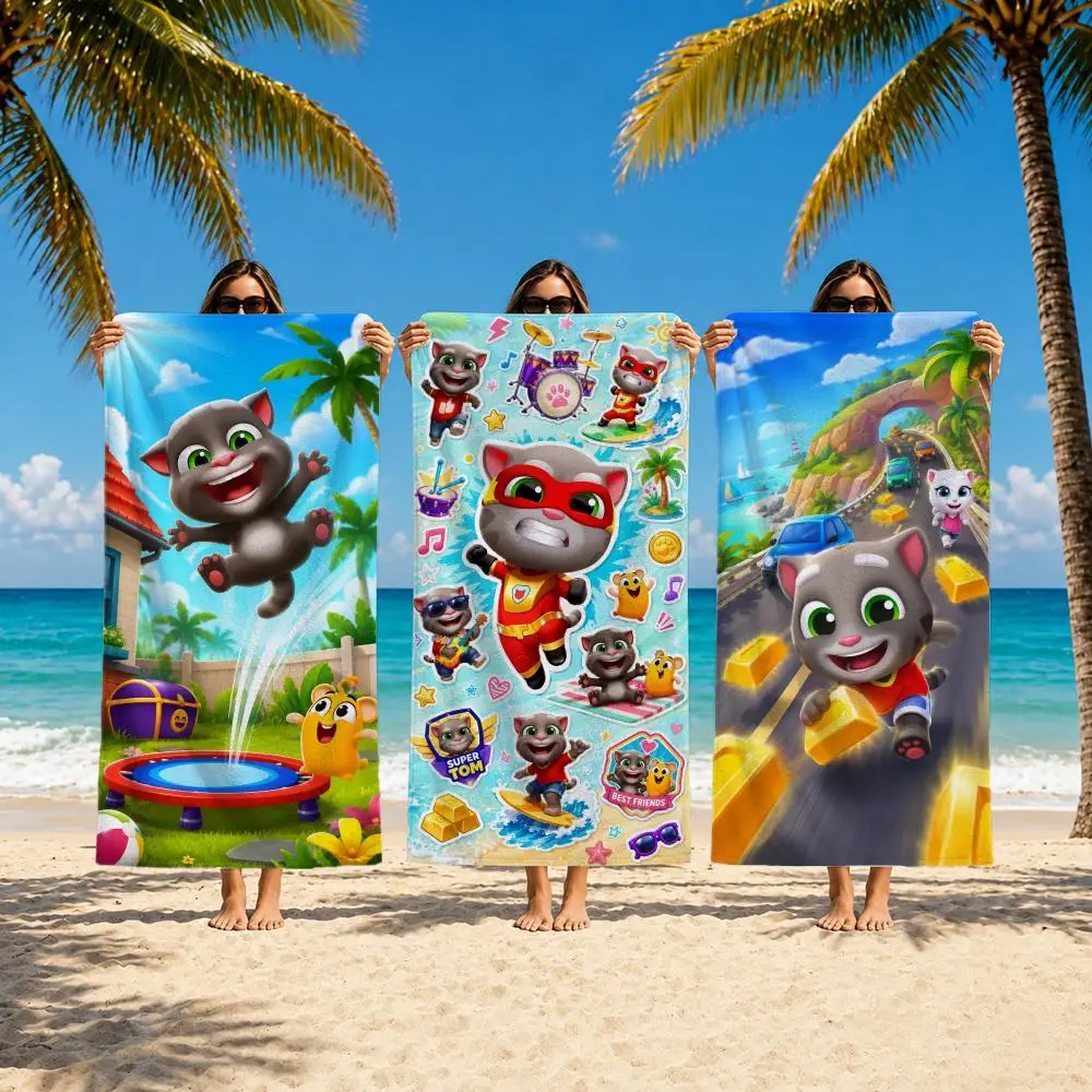 Cartoon T-Talking Tom And Friends Towel Towel beach towel, quick drying absorbent bath towel for Swim,Gym,Camping,Outdoor hot