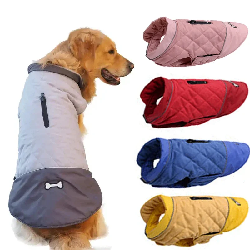 Winter Warm Dog Clothes Waterproof Reversible Pet Jacket for Small Medium Large Dog Coat French Bulldog Vest Labrador Costumes