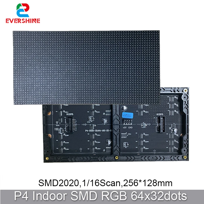 

LED Indoor P4 256x128mm Screen Panel video Module 64x32 Pixels 1/16 Scan SMD RGB Full color Matrix Display 3in1 Light HUB75