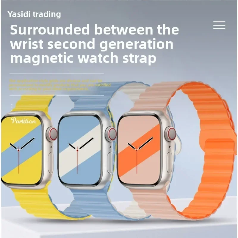 ซิลิโคนแม่เหล็กสําหรับ Apple Watch Ultra Band 49 มม.10 9 8 7 45 มม.41 มม.เข็มขัด iWatch 6 5 4 3 SE2 44 มม.40 มม.42 มม.Correa