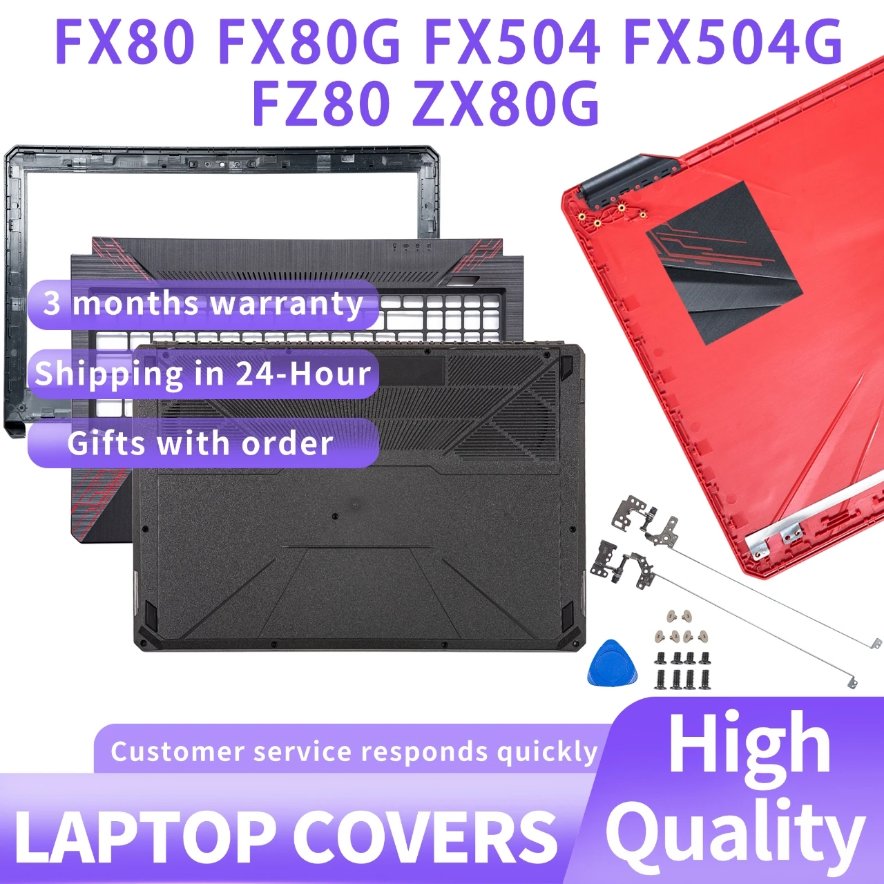 

NEW Case For Lid FX504 FX504G FX504GD FX504GM FX80 FX80G FX80GD LCD Back Cover Front bezel Hinges Top Case Upper bottom Case