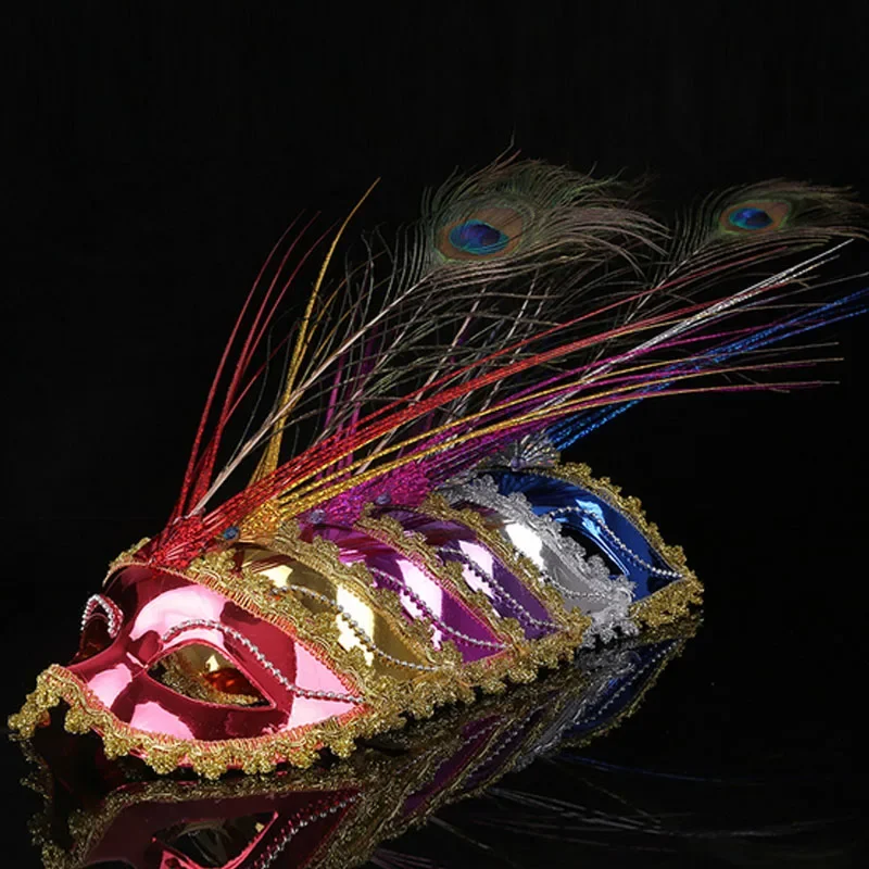 

Women Lady Venetian Half Mask Peacock Feather Masquerade Party Masks Wedding Supplies Halloween Birthday navidad