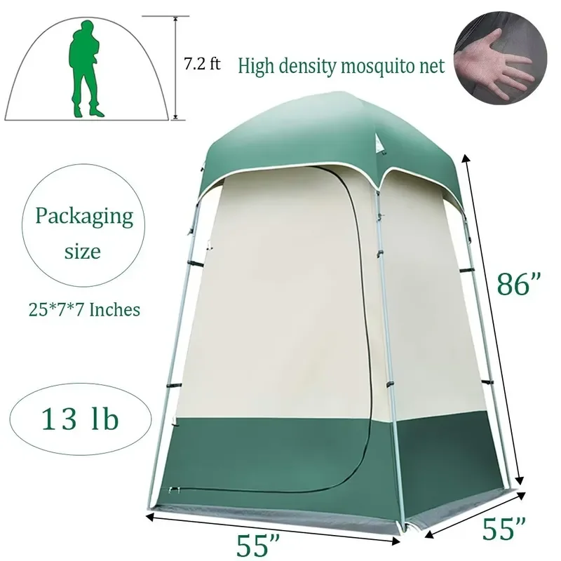 Portable Outdoor One-Room Oxford Fabric Changing Room Tent Private Toilet and Shower Tent with Sunshade for Camping