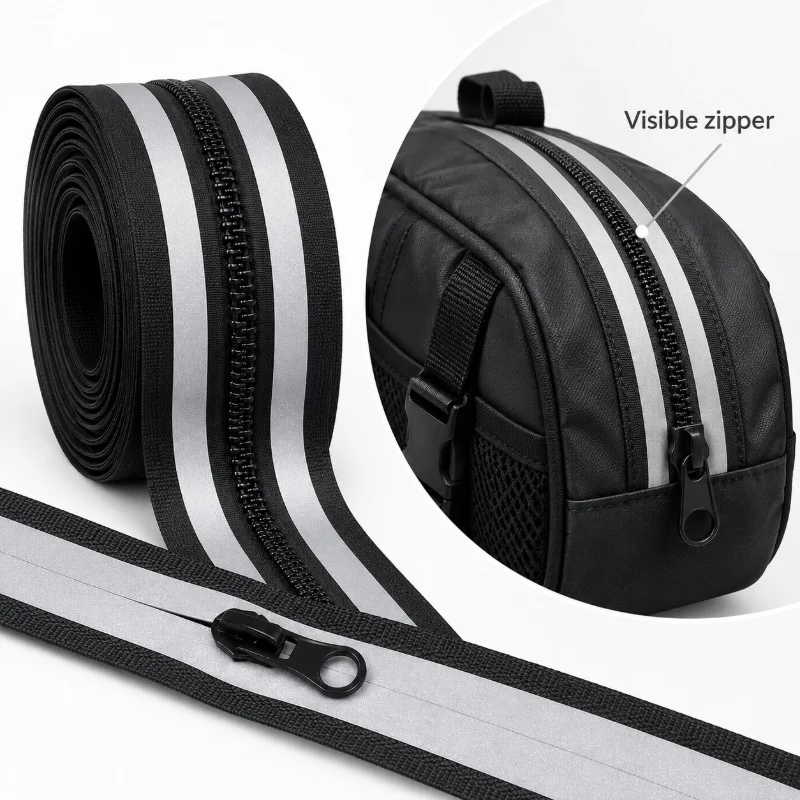 1-10M 3# 5# Reflective Nylon Coil Zipper Backpack Main Compartment Zip Outdoor Pouch Closure Bike Gear Bag Fastener DIY Sewing