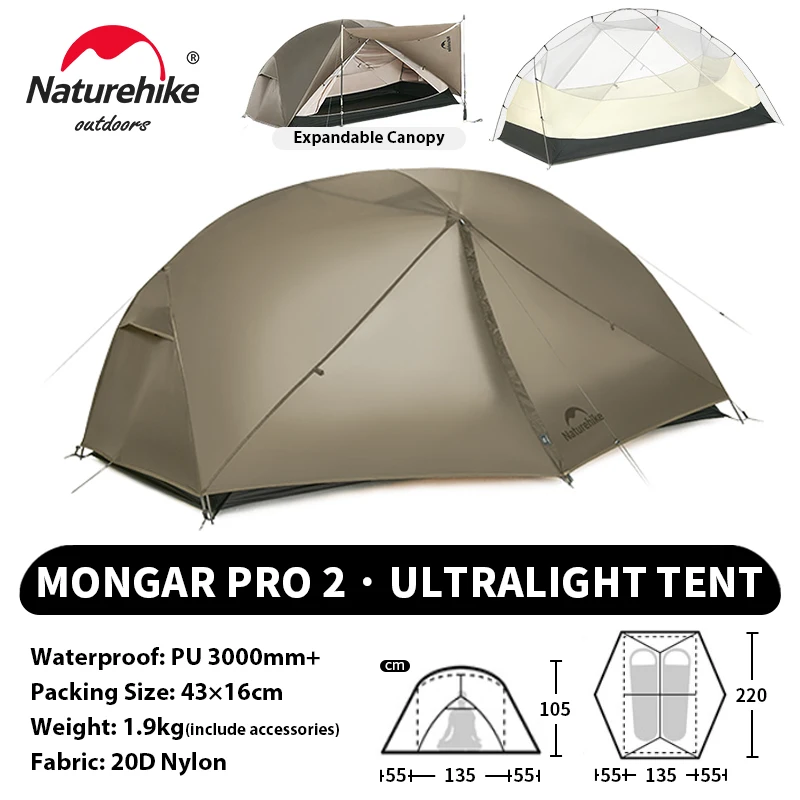 Naturehike Mongar UL PRO 1-3 People Tent 20D Ultralight Travel