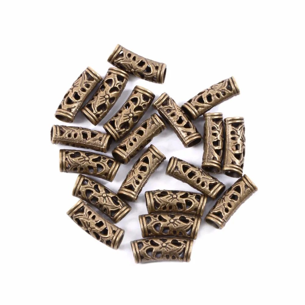 12pcs  5mm Hole  Alloy African Hair Rings Beads Cuffs Tubes Charms Dreadlock Dread Hair Braids Jewelry Decoration Accessories