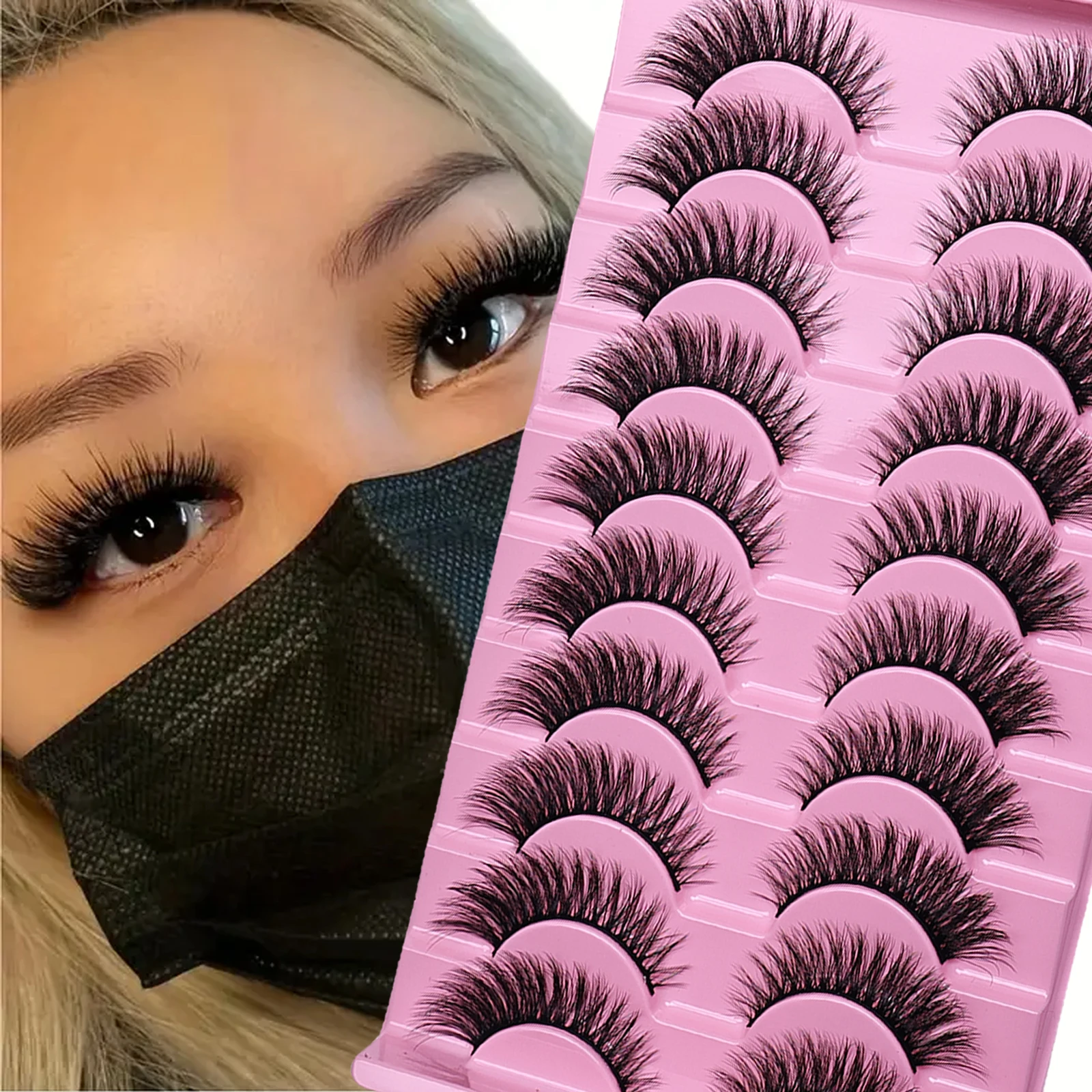 10 paar pluizige valse wimpers, dikke en natuurlijke volledige wimpers, dramatische Cat Eye-stijl valse wimpers