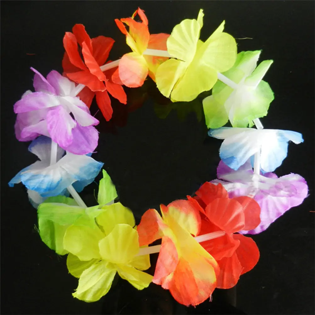 

12Pcs Hawaii Flower Head Wreath Headband Garland Colorful Lightweight Comfortable for Luau Beach Party Festival Wall Decor